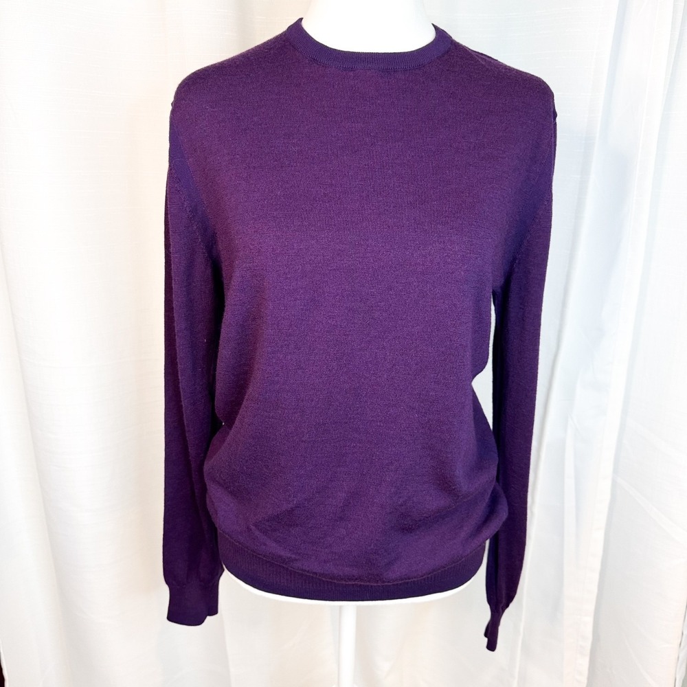 Moods of Norway Wool Sweater Medium Purple Crewneck Lightweight Fine Knit EUC